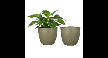 Bloempot mat dennen groen keramiek voor kamerplant H17 x D19.5 cm