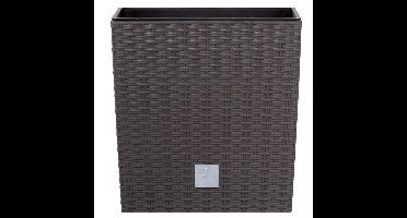 Bloempot/plantenpot Rato - rotan look - met binnenpot - bruin - 26 x 26 x 27 cm - kunststof