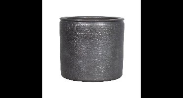 Bloempot/plantenpot van keramiek in het industrieel zwart D18 en H16 cm