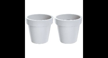 Bloempot/plantenpot voor binnen en buiten - Set van 2x stuks - D60 x H52 cm - wit - kunststof