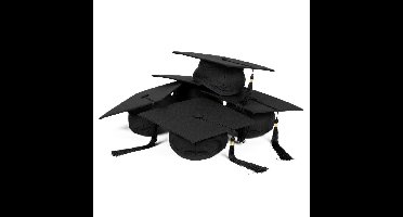 Boland Afstudeer hoed/muts geslaagd - 4x - zwart - voor volwassenen - Examen diploma