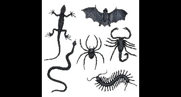 Boland Halloween beestjes - 6x stuks - zwart - kunststof - nep - horror - insecten