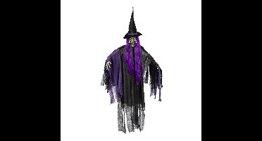 Boland Hangdecoratie heks - paars - 146 cm - met licht - halloween/horror - decoratie