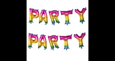 Boland Verjaardag slinger PARTY - 2x - gekleurd - 300 cm - feest folie ballonenslinger