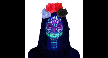 Boland Verkleed set Skull - UV Neon - schmink en diadeem - Halloween - blacklight