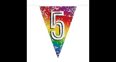 Boland Vlaggenlijn 5 jaar - 6 meter - glitter folie - slinger - 5e verjaardag versiering