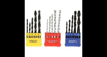 Borenset - 15-delig - hout/metaal/steen - 4 tot 10 mm - inclusief houder