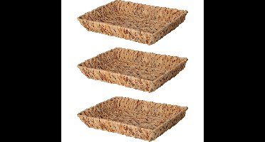 Broodmand - 3x - gevlochten riet - naturel - 33 x 25 x 6 cm