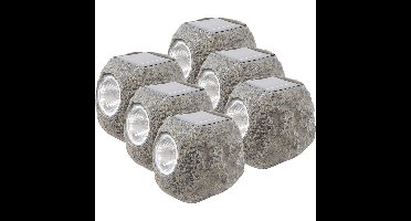 Buiten spot solar verlichting - 6x - steen - LED - 10 x 12 cm