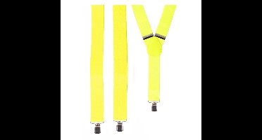 Carnaval verkleed bretels - fluor geel - polyester - volwassenen/heren/dames