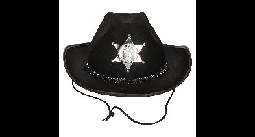 Carnaval verkleed Cowboy hoed Kentucky - zwart - kinderen - Western Sheriff thema