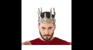 Carnaval verkleed konings kroon - oud goud kleur - plastic - heren - middeleeuwen