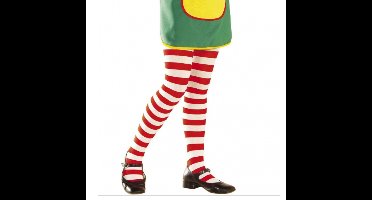 Carnaval verkleed panty - Gestreept - rood/wit - Meisjes - Heksen/Pipi panty - 70 denier