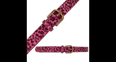 Carnaval verkleed riem - luipaard-/panterprint - roze - Dames - gouden gesp