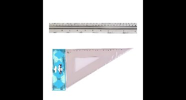 Centrum Tekenset - kunststof - Liniaal en tekendriehoek - school/kantoor spullen