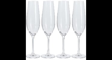 Champagneglazen - hoog model - 4x - transparant - kristal glas - 260 ml - proseccoglazen