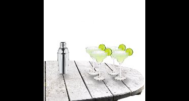 Cocktailshaker set met 4x stuks Margarita cocktailglazen 300 ml
