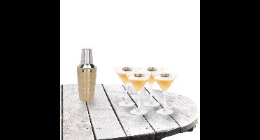 Cocktailshaker set met 4x stuks Martini cocktailglazen 260 ml