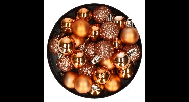 Cosy & Trendy Christmas - 60x kerstballen - koper - 3 cm - kunststof
