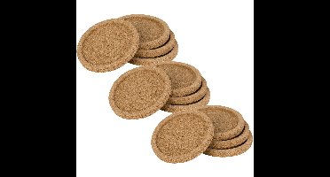 Cosy & Trendy Glazenonderzetters - 12x stuks - bruin - kurk - 10 cm