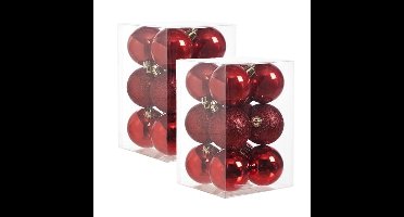 Cosy & Trendy Kerstballen - 24x stuks - rood - kunststof - 6 cm -onbreekbaar - kerstversiering