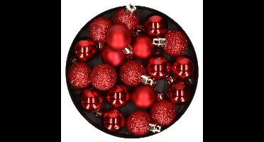 Cosy & Trendy Kerstballen mini - 20x - rood - D3 cm - kunststof - kerstversiering