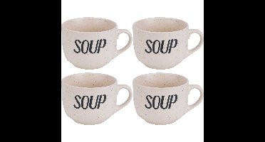 Cosy & Trendy Soepbekers - 4x stuks - Creme wit - 11 cm - 510 ml