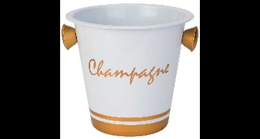 Cosy&Trendy Champagne & wijnfles koeler/ijsemmer - wit/oranje - RVS - 20 x 19 cm