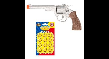 Cowboy speelgoed revolver/pistool - metaal - 8 schots - met plaffertjes - wapens