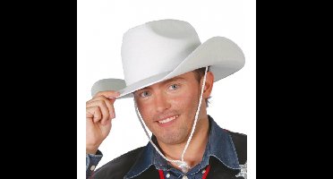 Cowboyhoed - 2x stuks - wit - vilt - volwassenen - western hoed - verkleedhoed cowboy