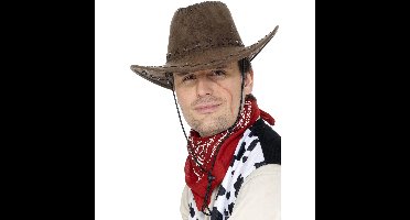 Cowboyhoed - bruin - suede look - volwassenen - verkleden - carnaval - western thema