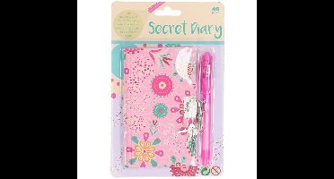 Dagboek - roze - met slot - mandala bloem - 8 x 13 cm - meisjes