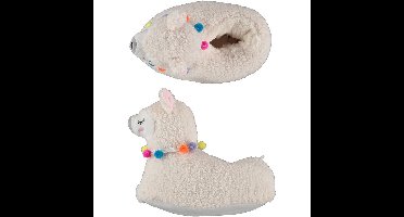 Dames dieren pantoffels/sloffen alpaca - creme wit - maat 37-38
