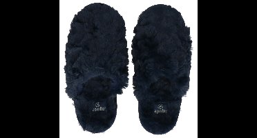 Dames instap slippers/pantoffels donker blauw maat 37-38