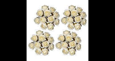 Decoratie roosjes foam - 4x - bosje van 12 st - creme wit - Dia 2 cm - hobby/DIY bloemetjes