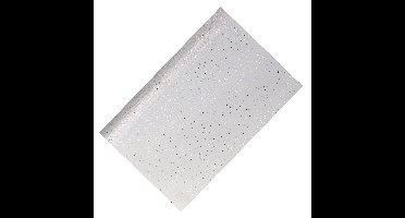 Decoratie stof/tafelloper - zilver - pailletten - 38,5 x 200 cm