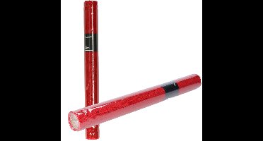Decoratie stof/tafellopers - 2x - rood - pailletten - 38,5 x 200 cm