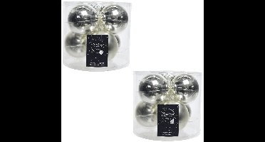 Decoris Christmas Silver Glass - 12x kerstballen - zilver - glans en mat - 8 cm