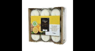 Decoris Geurkaarsen - Citrus Citronella geur - 54x stuks - 4 branduren - kaarsjes