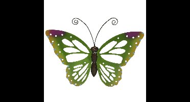 Decoris Grote muurvlinder - 1x - groen - 51 x 38 cm - tuindecoratie - tuinvlinder