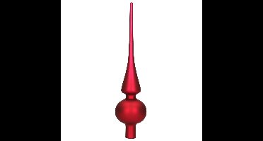 Decoris Kerst piek - donkerrood - 26 cm - glas - mat - kerstboompiek