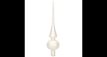 Decoris Kerst piek - wit - 26 cm - glas - mat - kerstboompiek