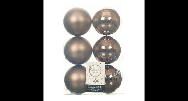 Decoris Kerstballen - 12x st - walnoot bruin - D8 cm - kunststof - kerstversiering