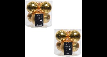 Decoris Kerstballen - 12x stuks - goud - D8 cm - glas - glans en mat - kerstversiering