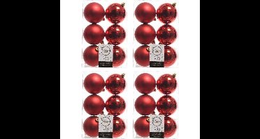 Decoris Kerstballen - 24x st - rood - D8 cm - kunststof - kerstversiering