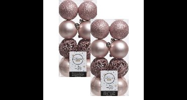 Decoris Kerstballen - 32x st - lichtroze - D6 cm - kunststof - kerstversiering