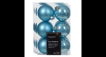 Decoris kerstballen - 36x - kunststof - ijsblauw - 6 cm