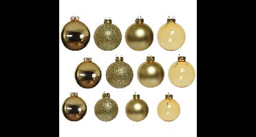 Decoris kerstballen - 42x - goud - glas - 5-6-7 cm - mat/glans/glitter - kerstversiering
