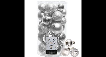 Decoris kerstballen 44x stuks zilver 3-4-5-6 cm kunststof