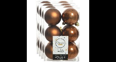 Decoris kerstballen - 48x st - kaneel bruin - 6 cm - kunststof - mat/glans - kerstversiering